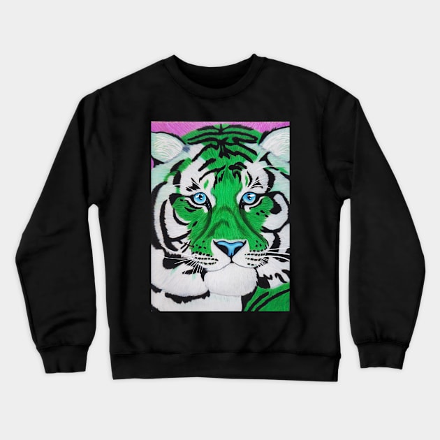 Emerald Tiger Crewneck Sweatshirt by Nightcat17